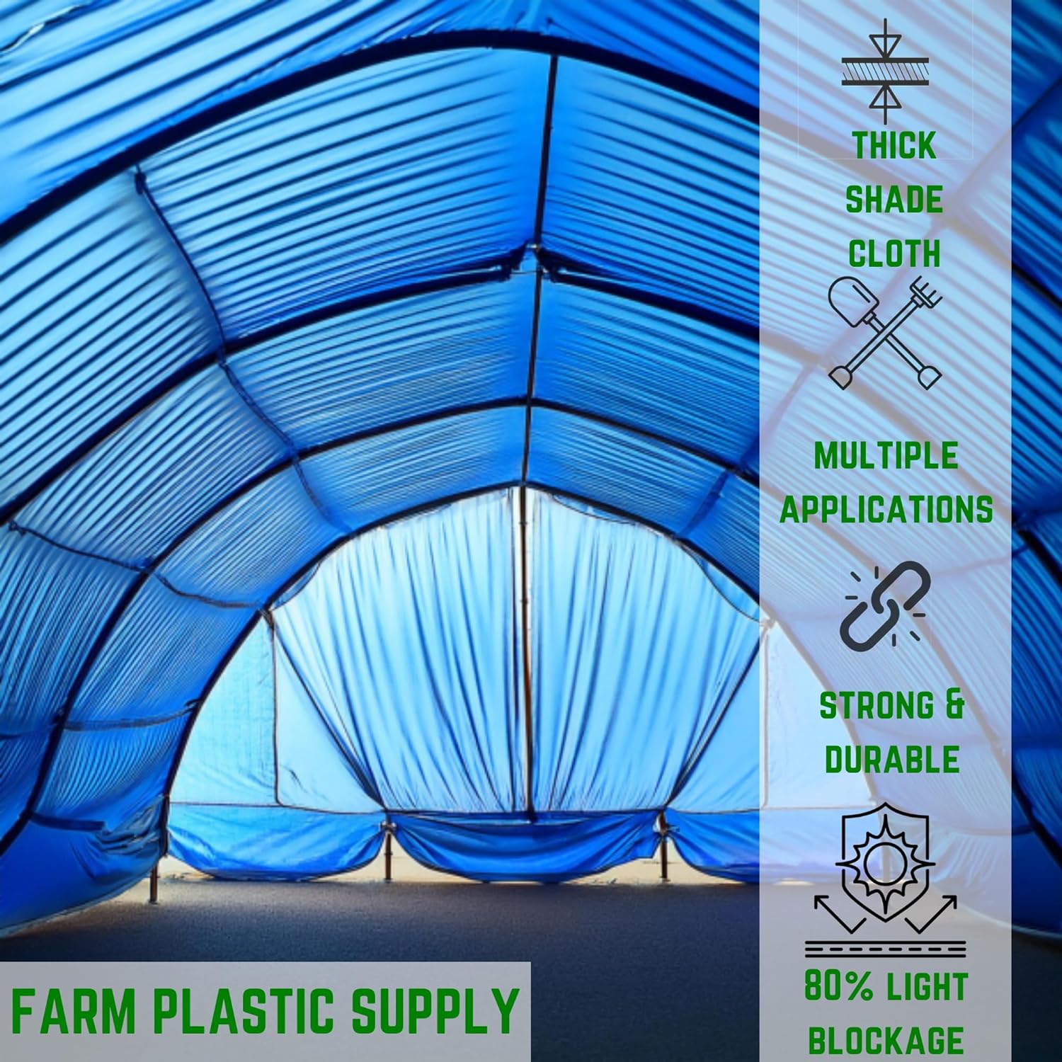 Farm Plastic Supply - Blue Shade Cloth - 80% - Mesh Fabric for Fence Privacy Screen, Garden Shade, Mesh Fence Screening, Shade Cloth Rolls, Wind Screen, Blue Shade Cloth (5.5' x 10')