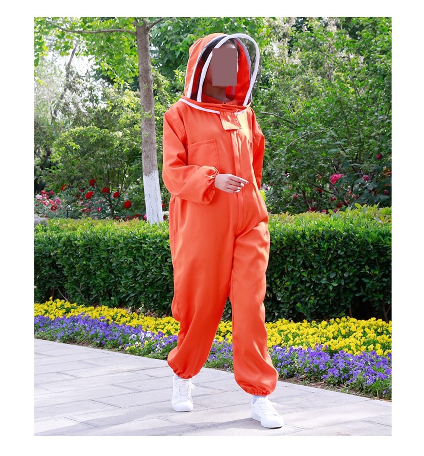 Cotton Zippered Protective Beekeeping Suit Veil Beekeeper Clothing Beekeepers Bee Suit Equipment(Rosso,L)