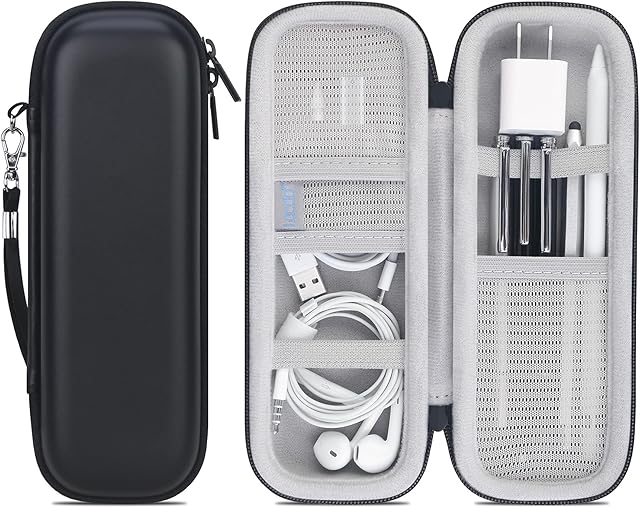 Lacdo Apple Pencil Case Holder for Apple Pencil 2nd/1st, iPad Pro Pen Pencil, Apple Pen Accessories, Samsung Huawei Stylus, USB Cable, Earphone Hard EVA Protective Carrying Case Bag, Black
