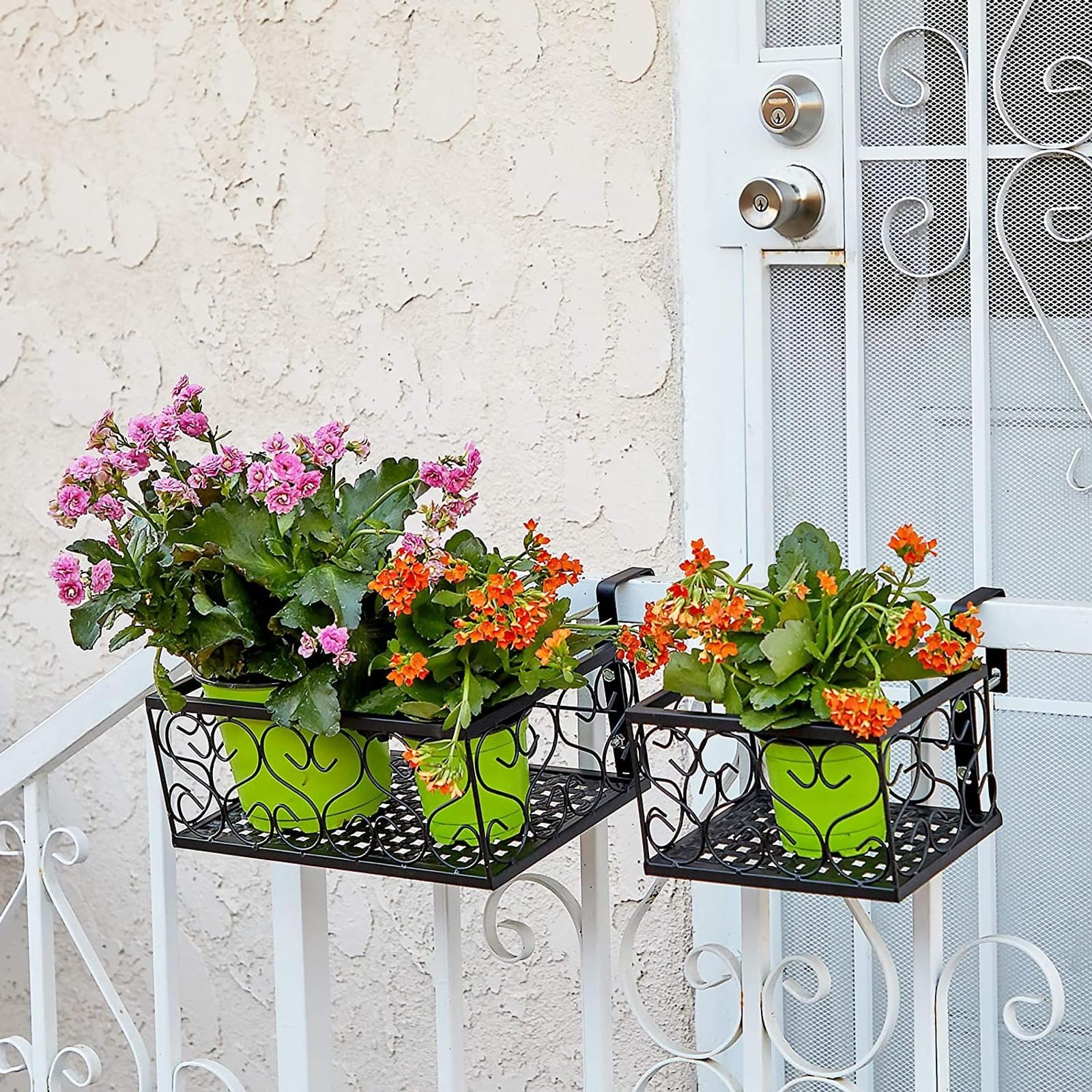 Lot De 2 Pots De Fleurs Suspendus En Métal Noir - Pour Plantes Succulentes - Décoration Murale Lot De 2 Pots De Fleurs Suspendus En Métal Noir - Pour Plantes Succulentes - Décoration Murale