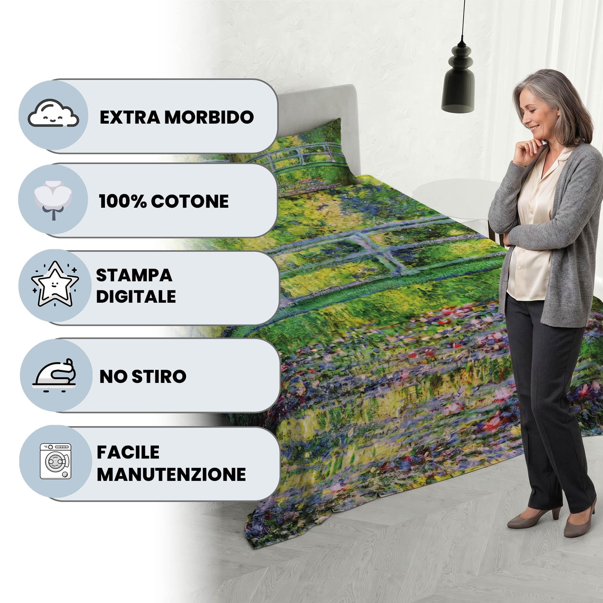 Italian Bed Linen SOGNI D'AUTORE Parure letto con stampa digitale, made in Italy, 53, Matrimoniale