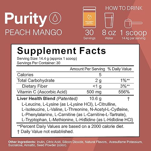 Miniatura 3 de The Amino CO. Purity - Suplemento de apoyo hepático con aminoácidos esenciales para limpieza de desintoxicación hepática - Aumenta la salud del