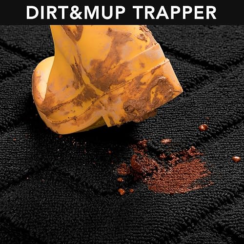 Miniatura 43 de hicorfe - Tapete para interiores, para puerta delantera o trasera, parte trasera de goma, antideslizante, absorbente, resistente a la suciedad, Café