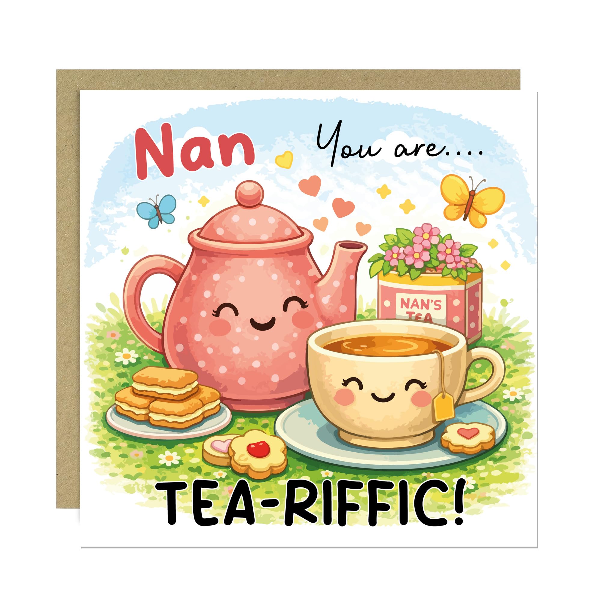 RED OCEAN Nan Birthday Card, Funny Mother's Day Card For Nan, Humorous Greetings Cards For Women, Mothers Day Cards For Grandparent 145x145mm With Kraft Envelope
