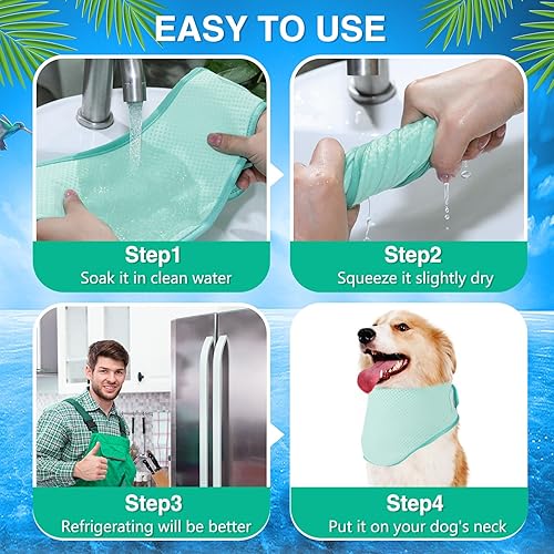 Miniatura 7 de Paquete de 3 bandanas refrescantes para perros, bandana instantánea para mascotas, bandana ajustable para el cuello, disipación de calor, bufandas