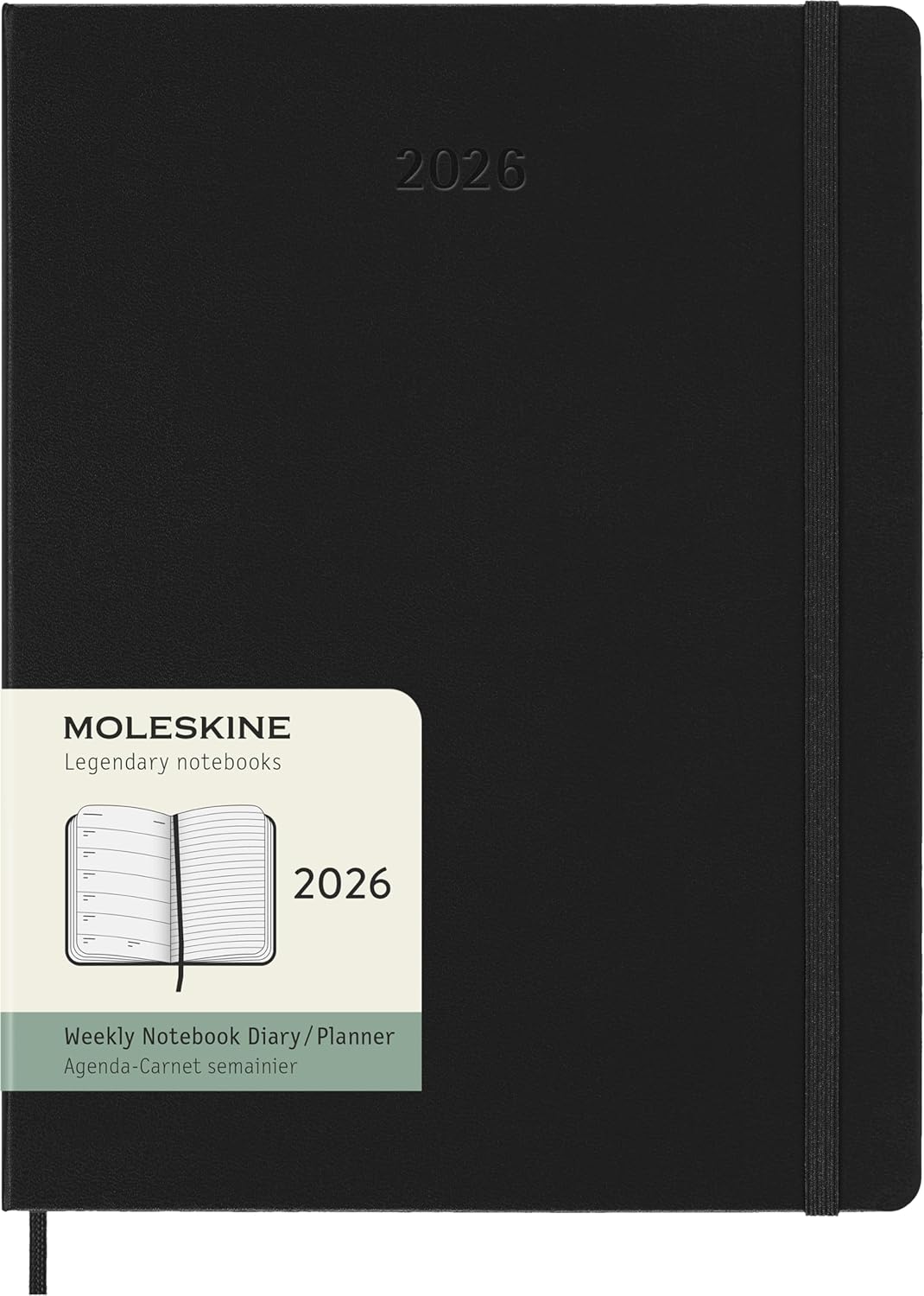 Moleskine Classic 12 Month 2026 Weekly Planner, Hard Cover, XL (7.5" x 9.75"), Black, 144 pages