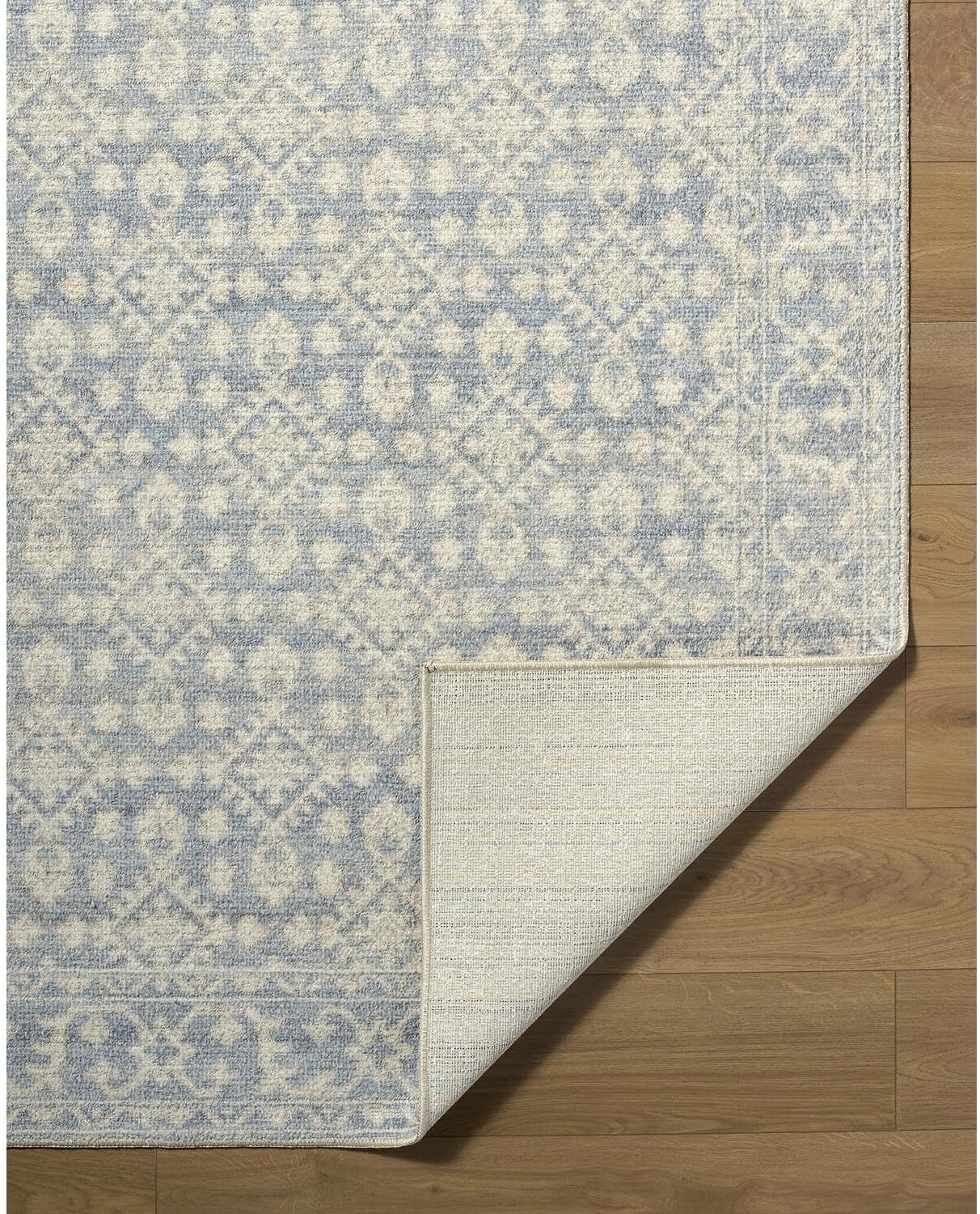 Livabliss x Nabela Noor Home Aram Traditional Diamond Area Rug, 2'6" x 7'3",Denim/Beige