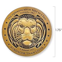 Vista 3 de Moneda de desafío de águila y león, paquete a granel de 3 regalos cristianos y católicos chapados en color dorado para hombres, moneda