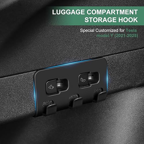 Miniatura 3 de Gancho Trasero Mejorado para Maletero Tesla Model Y, Ganchos para Bolsas de Compras para Tesla Model Y de 5 Asientos, Accesorios (Negro) No