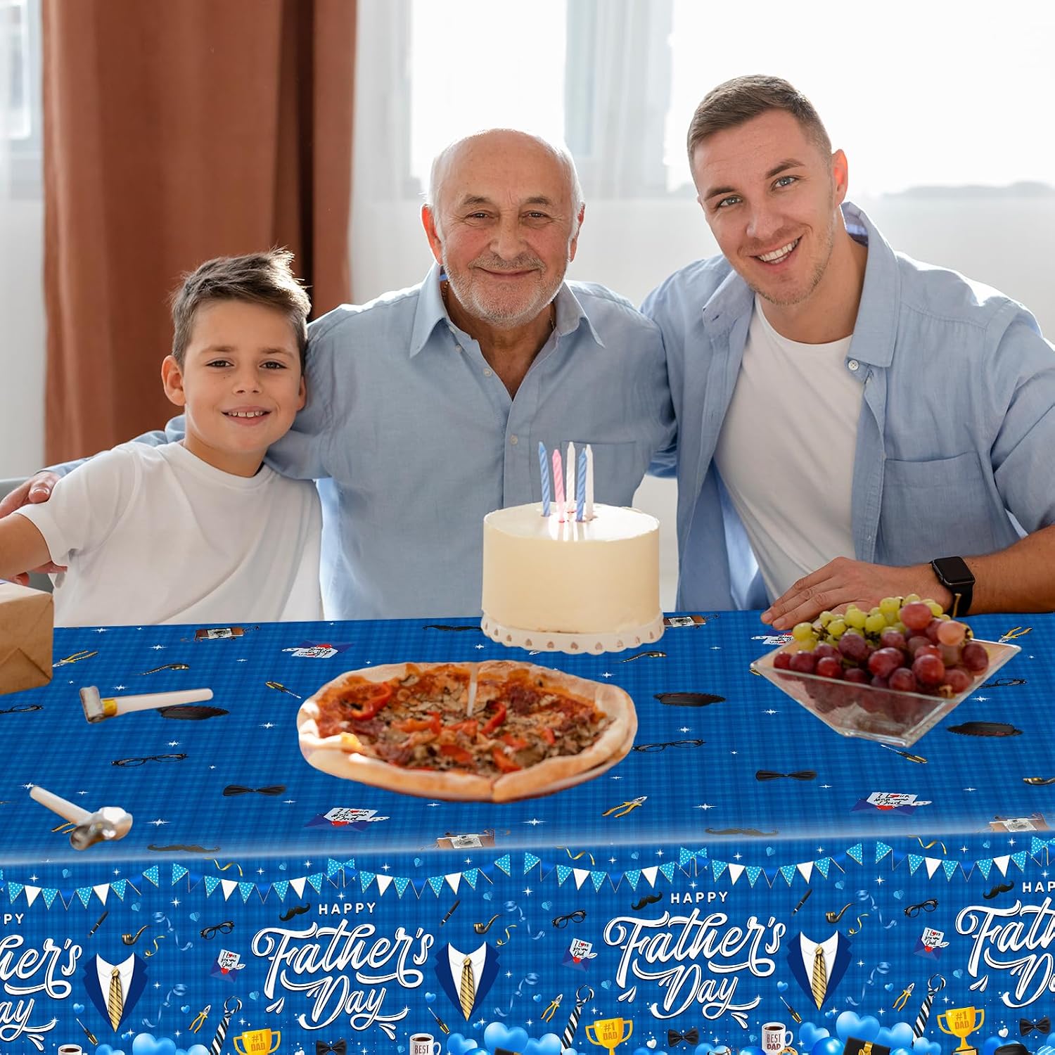 Avezano 3 pcs Fathers Day Tablecloth Disposable 108x54 inch Happy Fathers Day Decorations Best Dad Party Table Covers Plastic Retangular