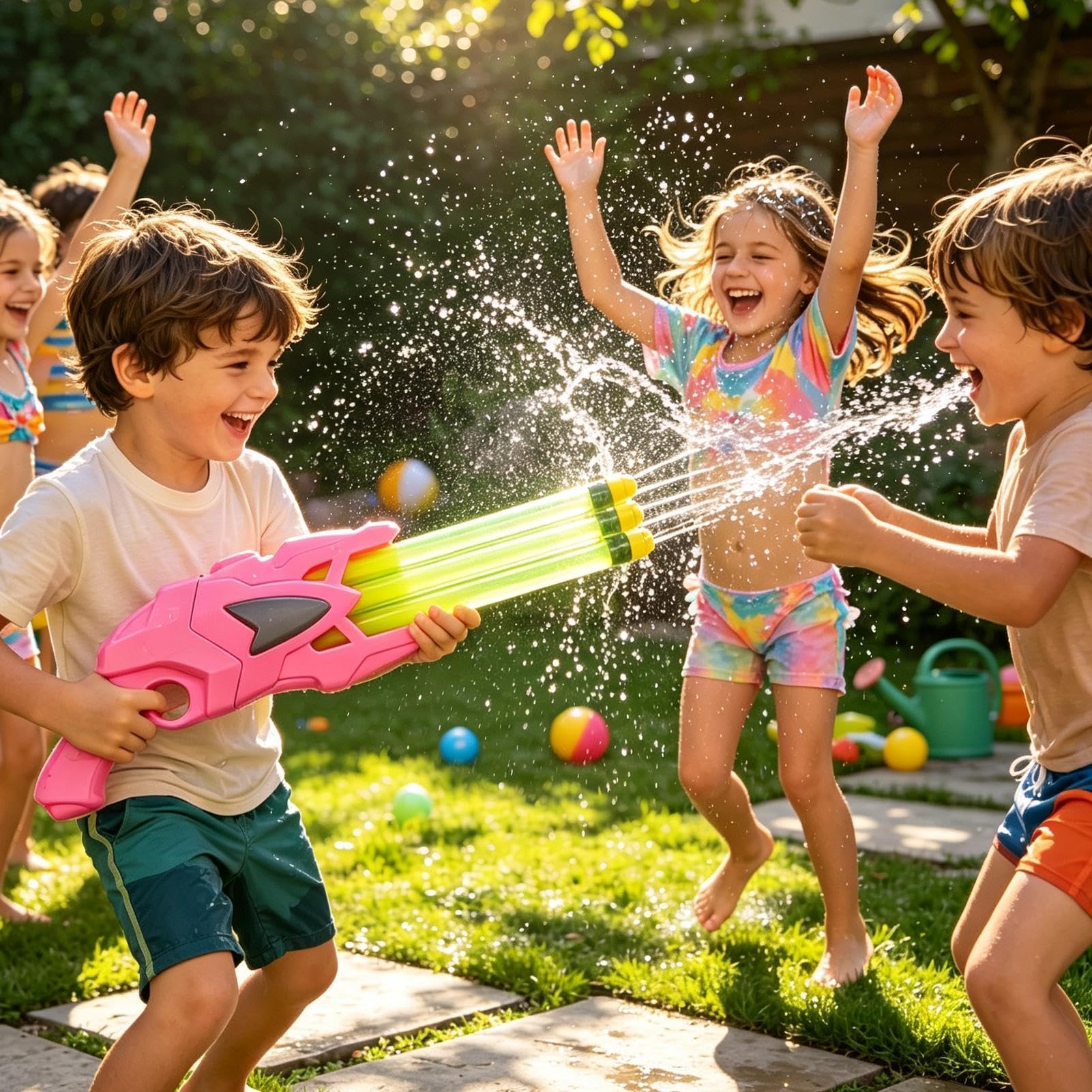 Pistola ad acqua giocattolo estiva per esterni, multitubo estraibile | Giocattoli per combattimento acquatico, per bambini, adulti, compleanno, parco, campeggio, giardino, prato, cortile, riunioni