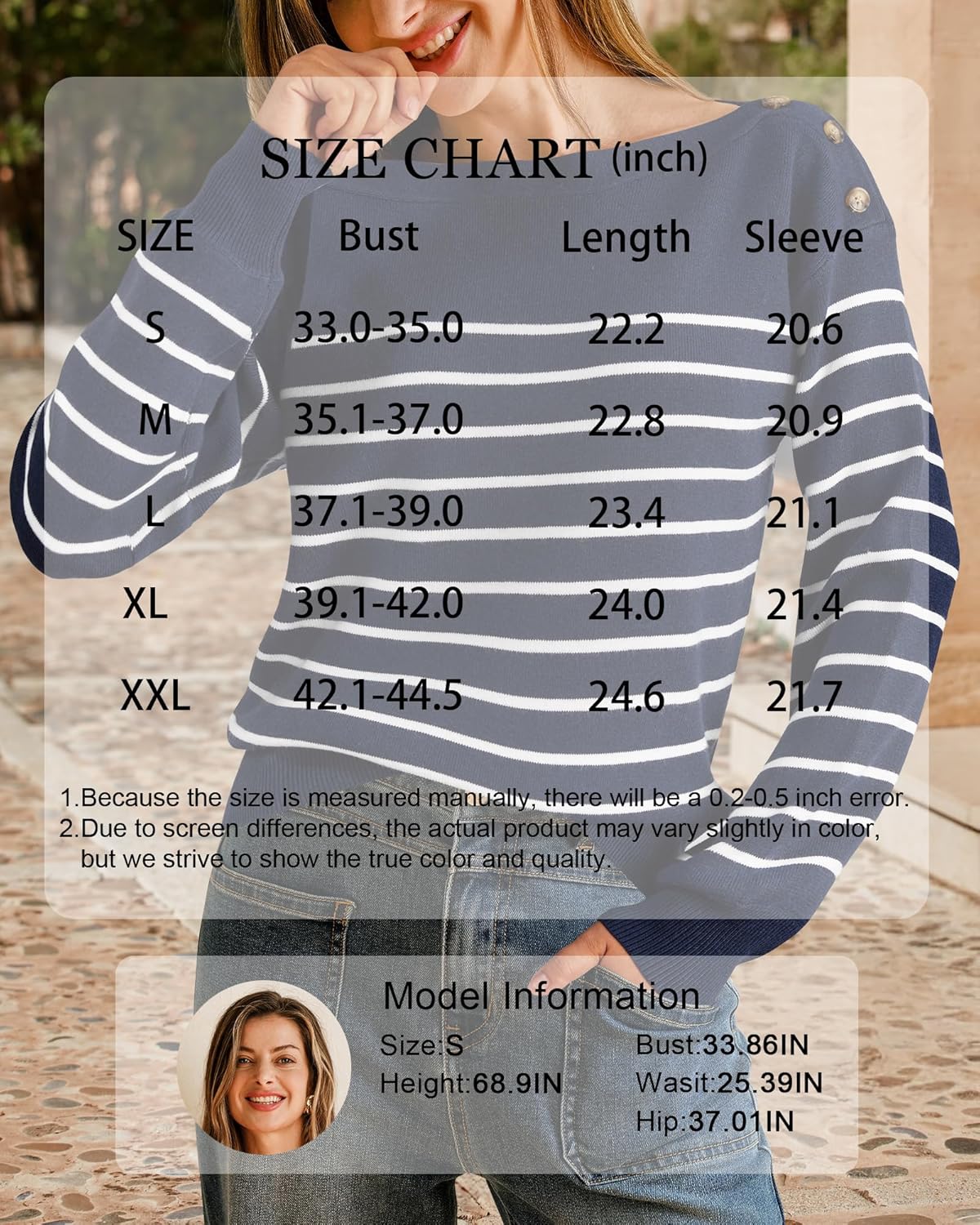 Arach&Cloz Women's Wool Blend Striped Boat Neck Fall Dressy Casual Sweater Tops 2025 - Image 6