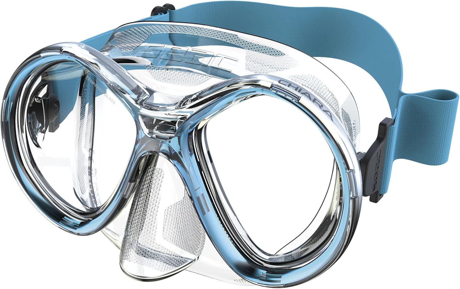 SEAC Chiara, Dive Mask with Fabric Strap, Dual Lens in Tempered Glass, for Scuba and Snorkeling