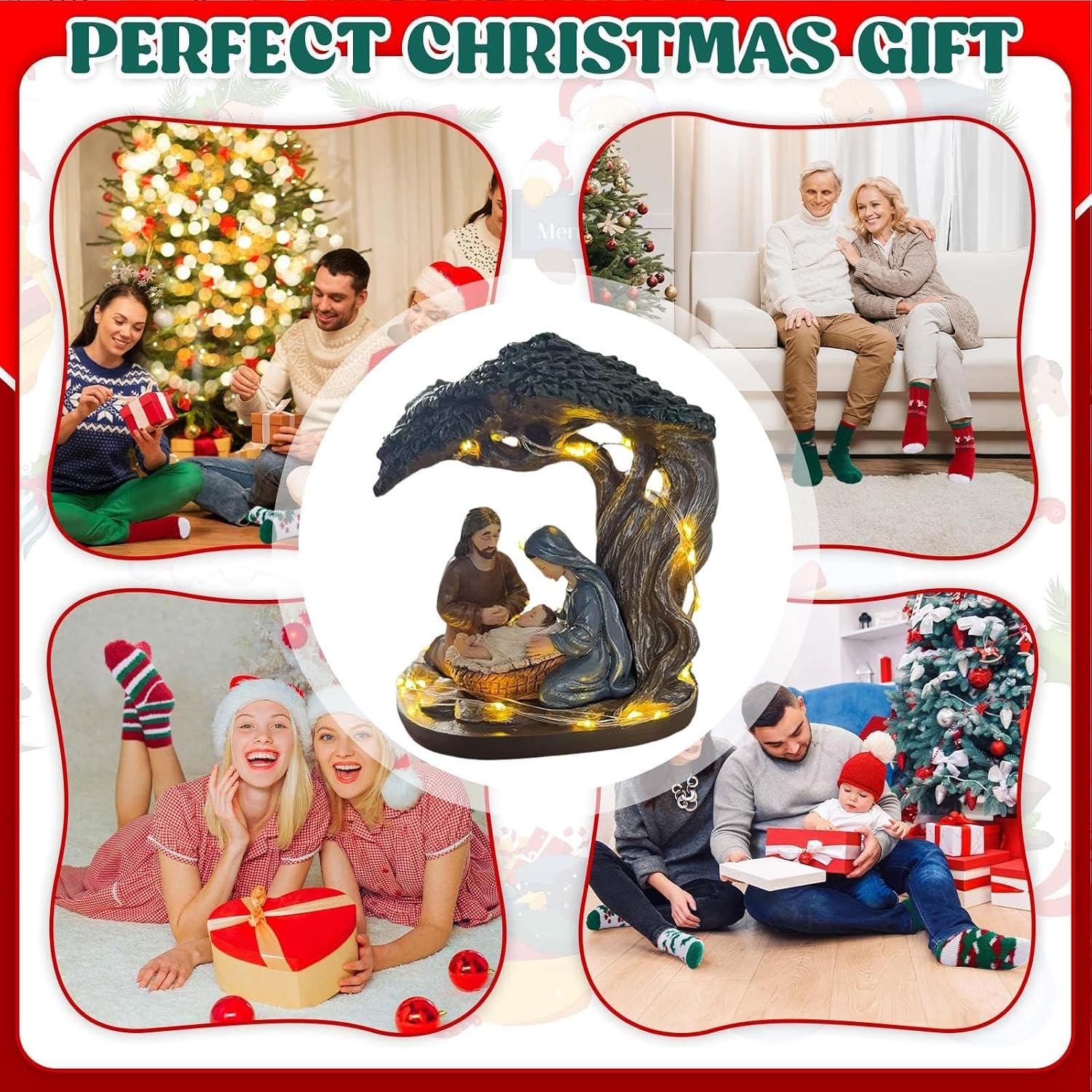 Christmas Nativity Scene Jesus - Statue Lights Decorations Tree, Desk Table Shelf Mantel, Fireplace Bedroom Living Room Office | Desk Table Shelf Mantel Fireplace Bedroom Living Room Office School Hol