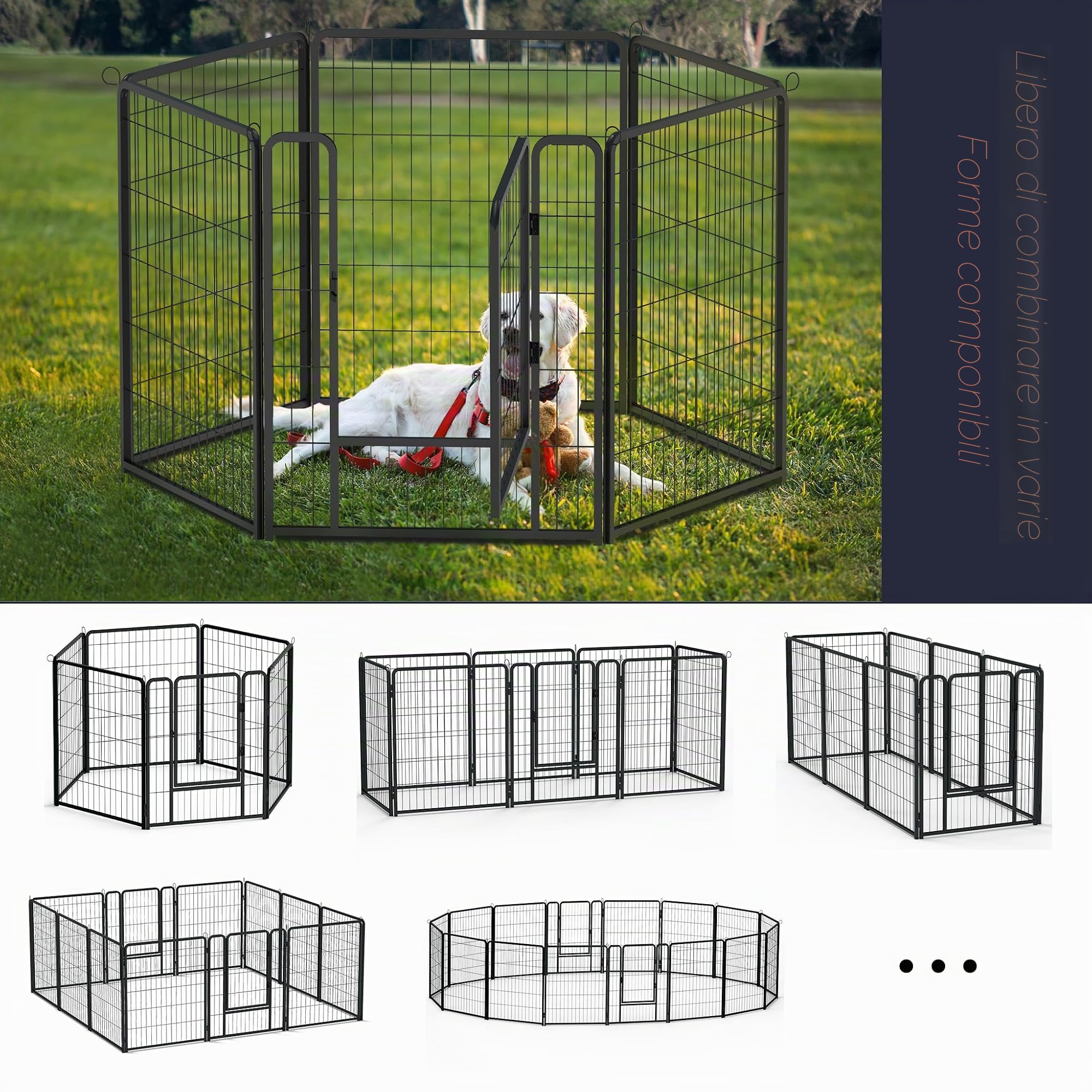Froadp 16-TLG - Recinzione per cuccioli con porta, 65 x 80 cm, per cani