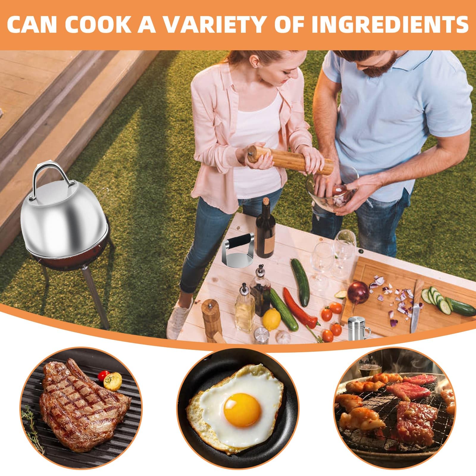 Smashed - Kit per hamburger, 10 pezzi, in acciaio inox, set di strumenti per la produzione di hamburger, per cottura a griglia piatta, hamburger di manzo e teppanyaki