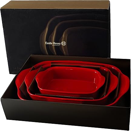 Emile Henry eh349750 Juego de 3 bandejas de Horno, cerámica, Grand Cru, 36 x 23 x 7 cm