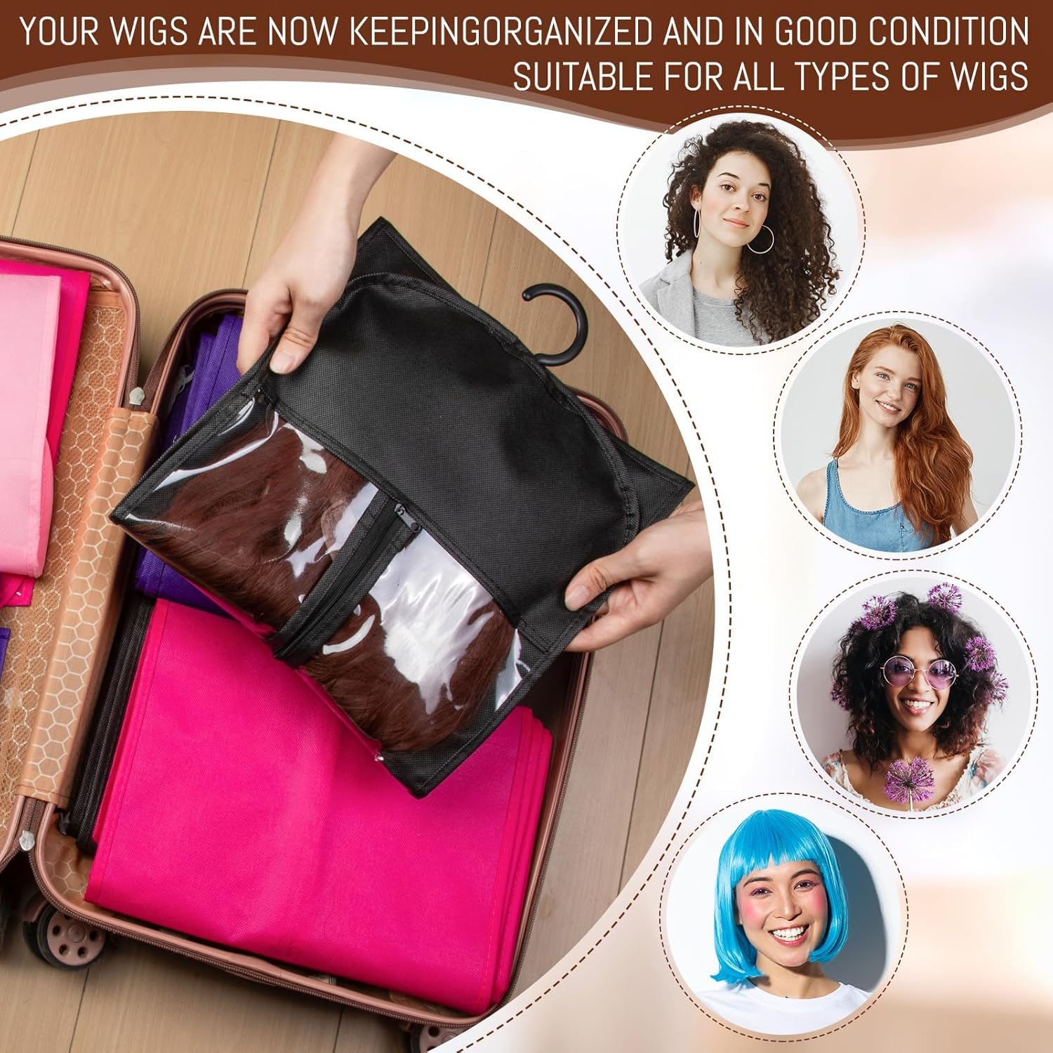 6 Pcs Premium Hair Extension Storage Bag with Hanger - Image 4