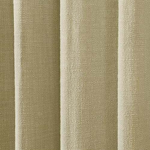 Miniatura 3 de TWOPAGES Cortina plisada con textura de lino moca para dormitorio con forro de privacidad para oscurecer la sala de estar, 72 pulgadas de ancho x