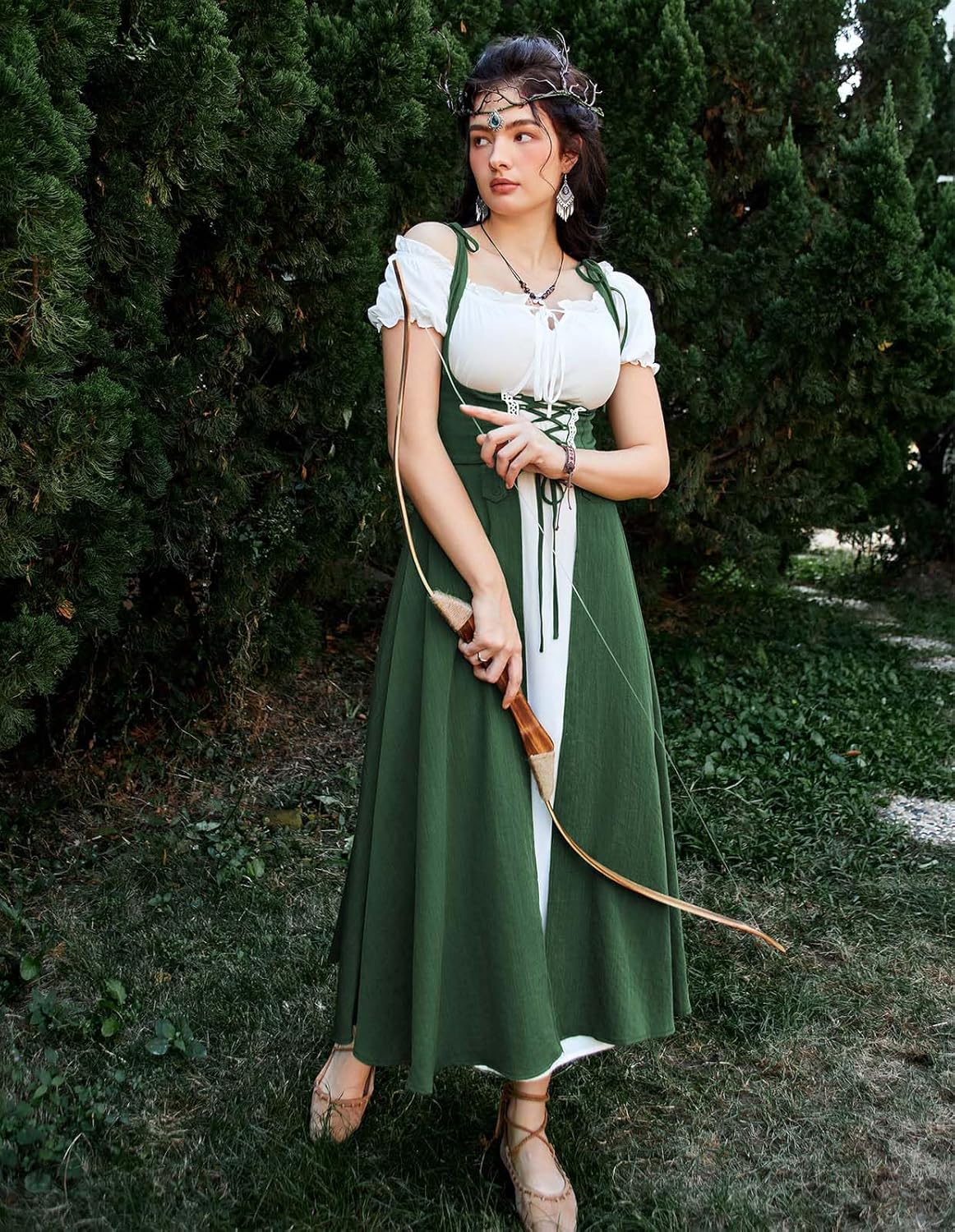 Scarlet Darkness Women Renaissance Dress Underbust Medieval Pirate Peasant Overdress - Image 6