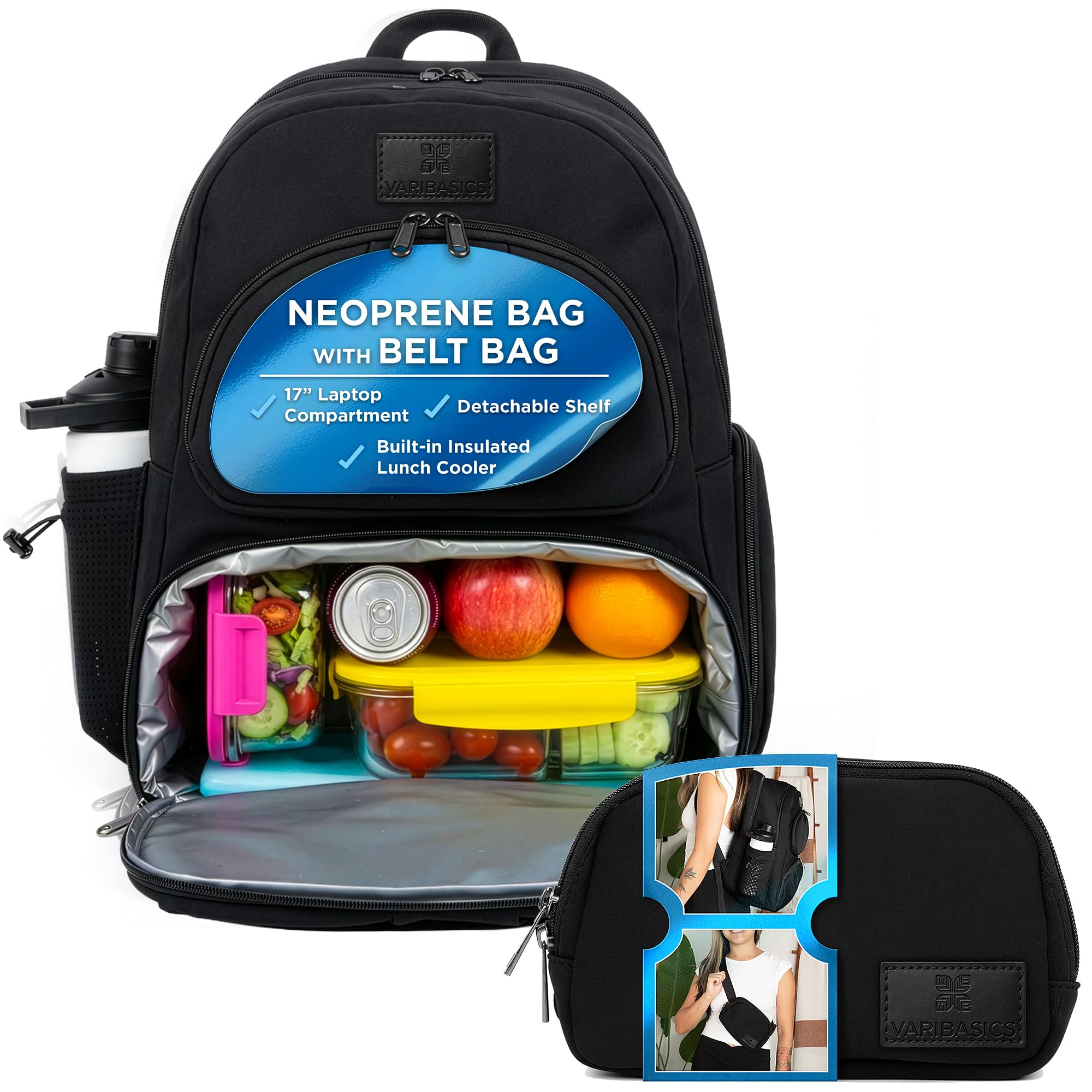 Alira Womens Lunch 17 Inch Laptop Backpack with Waterproof Cooler Compartment Belt Bag Insulated Neoprene Laptop Backpack Work