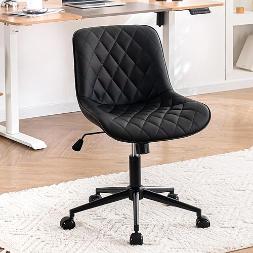 YOUNUOKE Silla de oficina en casa, moderna silla de escritorio ajustable sin brazos con respaldo ergonómico giratorio para oficina en casa silla de