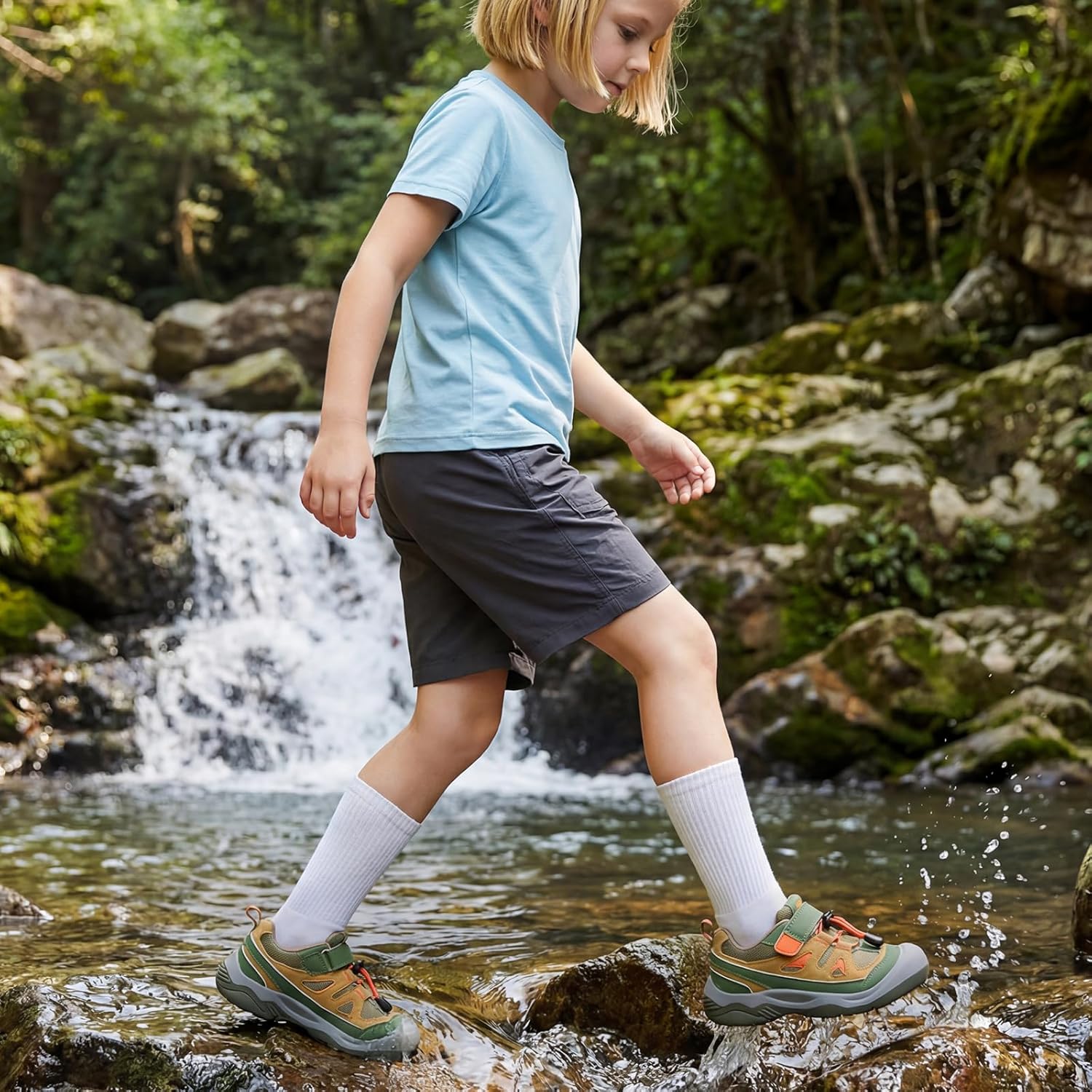 GINNI Kids Hiking Shoes Boys Girls Hiking Boots Outdoor Sneakers Anti-Collision Non-Slip Athletic Trekking Walking Trail Running Shoes for Toddler/Little Kid/Big Kid