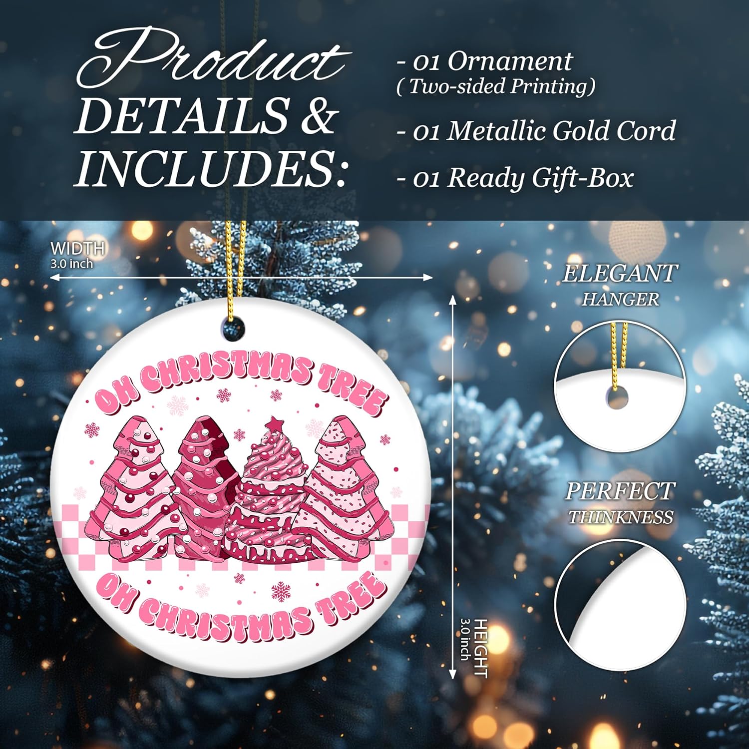 Gift for Girls Ornament 2025, Oh Christmas Tree Ornament – Cute Pink Christmas Tree Decoration, Sweet Treat Cookie, Fun Holiday Décor Gift for Girls, Friends, or Pink Lovers - Image 6