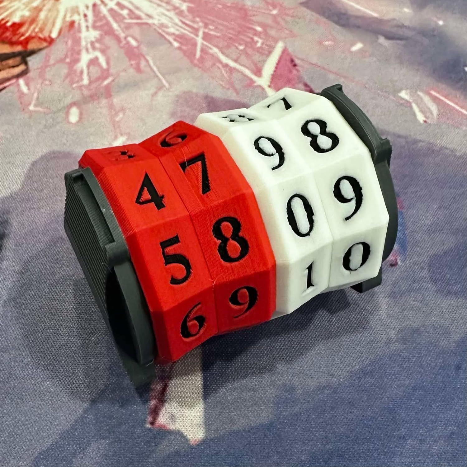 Large Spindown Counter for Tracking Counters, Tokens, and Life - MTG CCG Accessory (Red - White Dual Color)