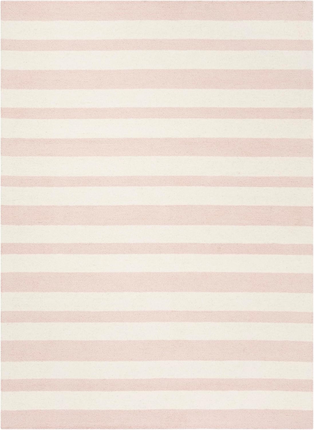 SAFAVIEH Kids Collection Area Rug - 5' x 7', Pink & Ivory, Handmade Stripe Wool, Ideal for High Traffic Areas in Living Room, Bedroom (SFK915P)
