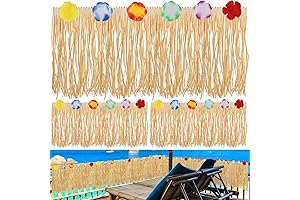 3 Pack Hawaiian Luau Raffle Fringe Grass Skirt Table Banner 12 Feet...