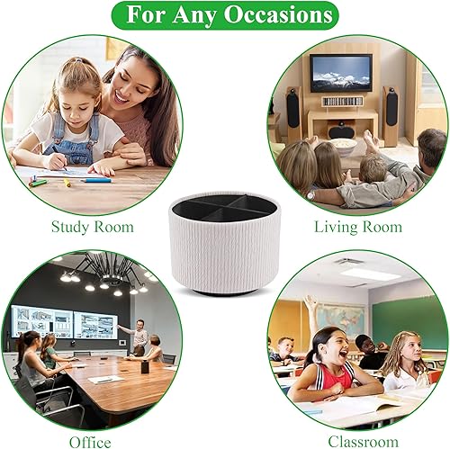 Miniatura 8 de Organizador redondo de cuero para suministros de arte, soporte para control remoto, giro de 360 grados, soporte multifuncional para lápices, 4