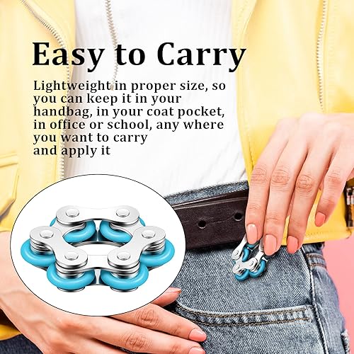 Miniatura 5 de Sumind 2 piezas de cadena de bicicleta Fidget Toys Roller Chain Fidget Toys con seis Flippy Novedad Alivio del estrés para adultos Ansiedad Autismo,