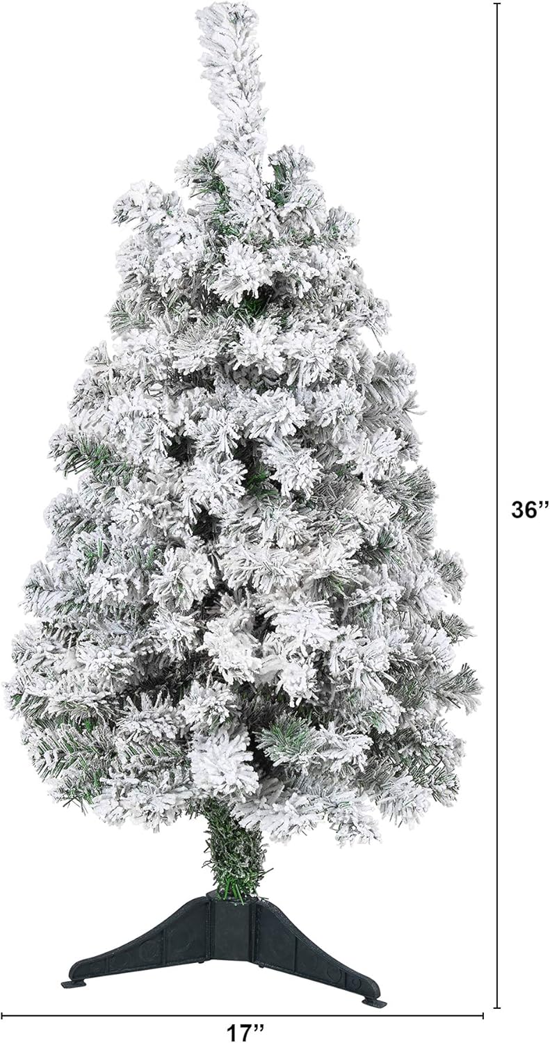 Nearly Natural 3ft. Flocked Rock Springs Spruce Artificial Christmas Tree