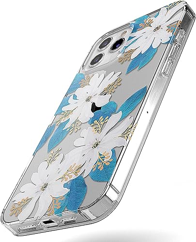 Miniatura 3 de Casely Funda para iPhone 11 Pro Max  Funda floral transparente azul y dorada