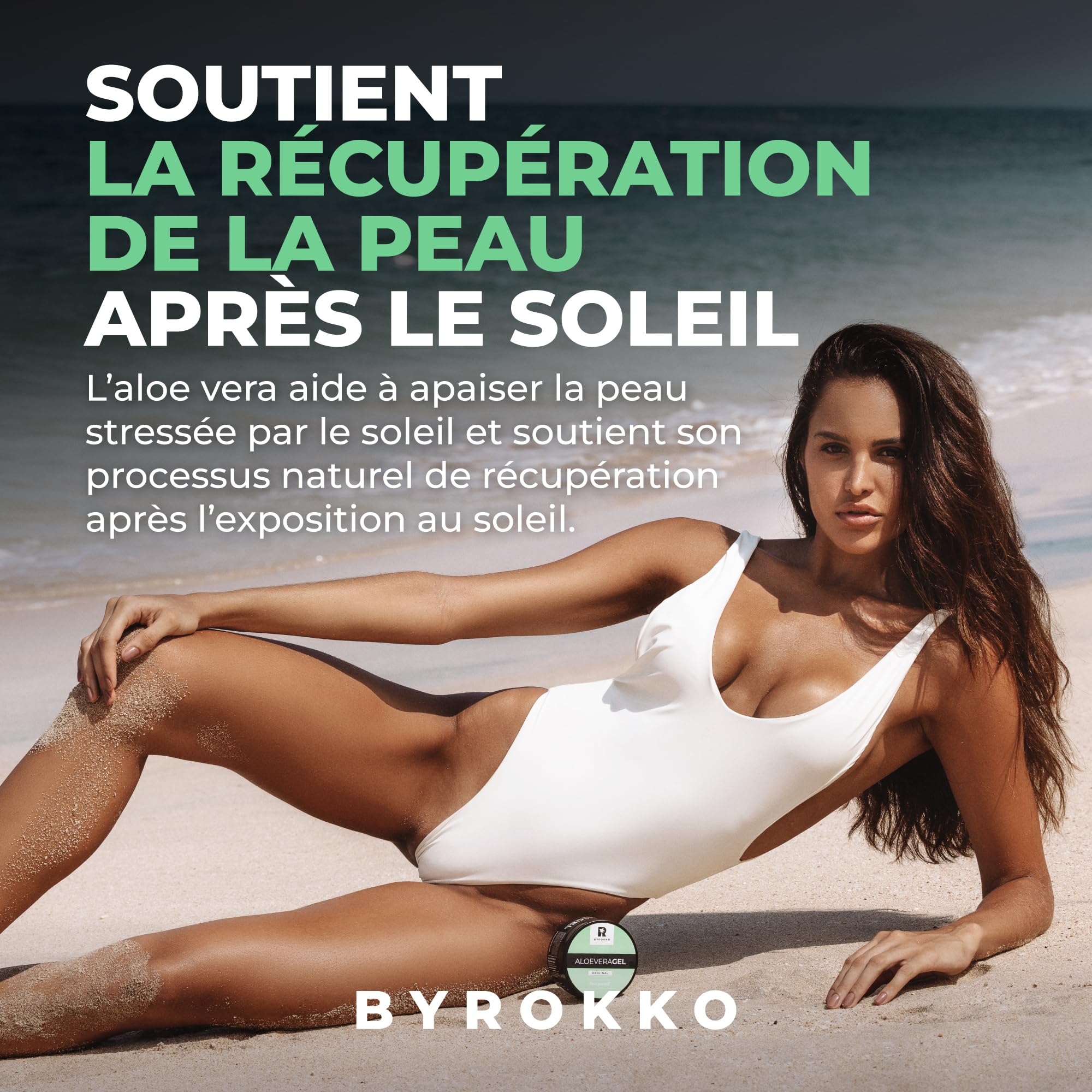 BYROKKO Gel d'aloe vera (215 ml) - Gel après-bronzage rafraîchissant à absorption rapide - Hydrate intensément, régénère et prévient l'exfoliation - Soin naturel après soleil