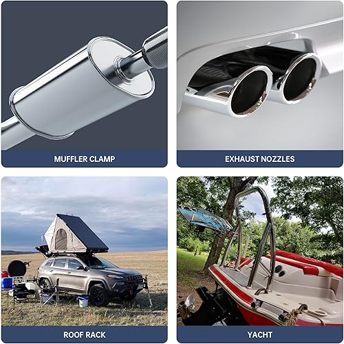 Miniatura 7 de BATONECO Abrazadera de perno en U de 1.75 pulgadas, abrazaderas de escape de silenciador, acero suave resistente de 1-34 pulgadas (paquete de 2)