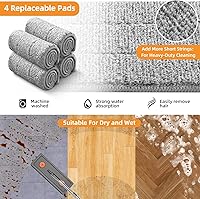 Vista 5 de Juego de trapeador y cubo con escurridor para el hogar, sistema de trapeador plano y cubo de 61" para limpieza de pisos, trapeador húmedo y seco