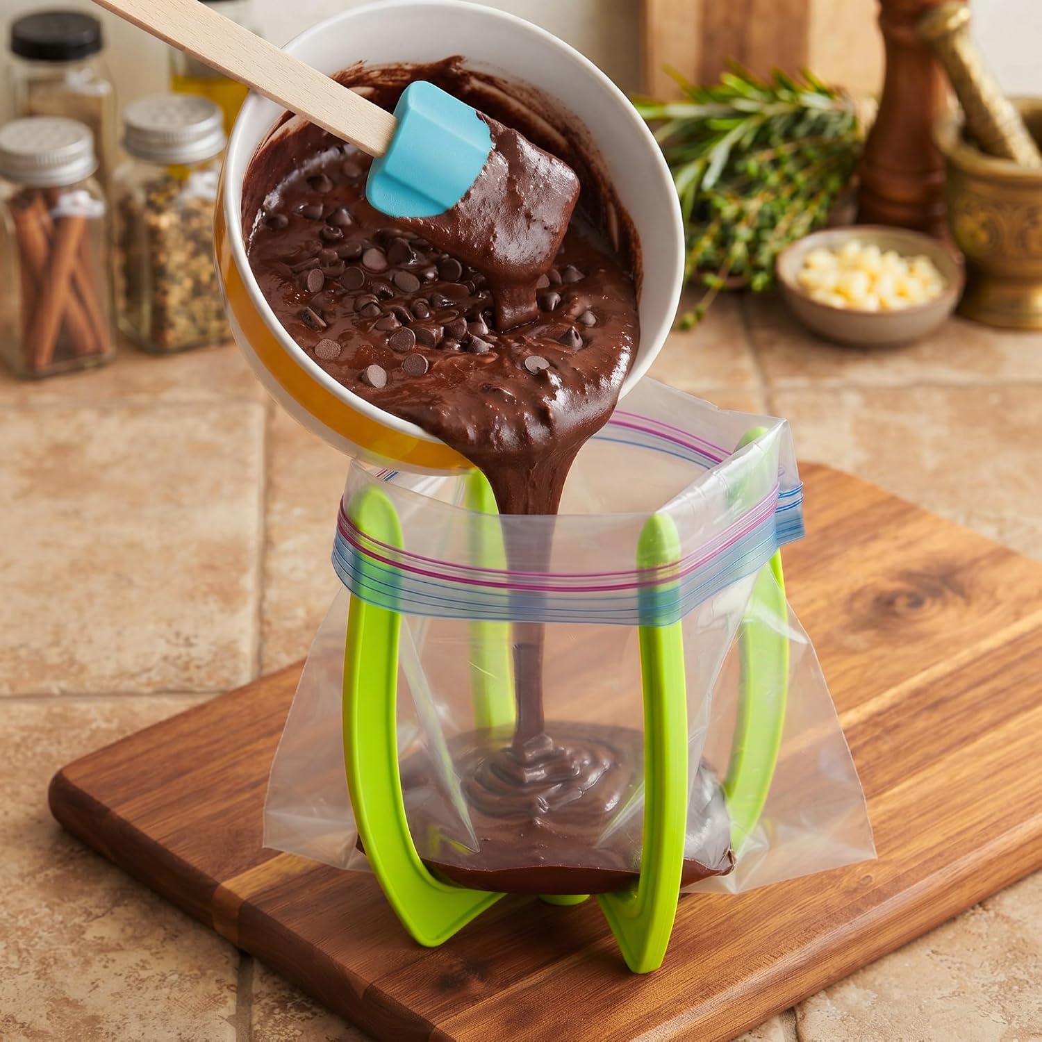 2‑Pack Green Bag Well Sealable Holder – Gallon Size Freezer Bag Storage Stand, Hands‑Free Kitchen Tool Keeps Open, Speeds Up Meal Prep & Leftovers, Folds Flat to Save Space