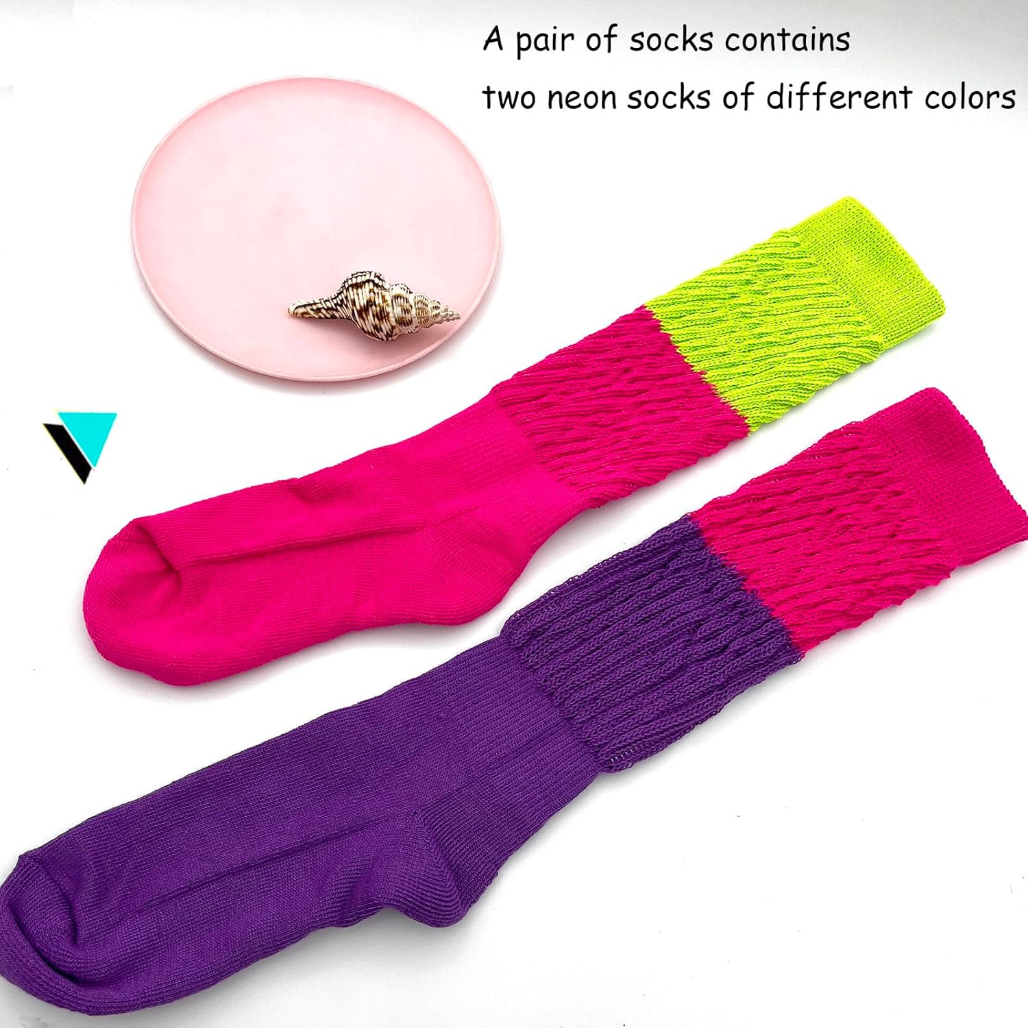Neon Socks for Women 80s Neon Slouch Socks Women's Leg Warmers Slouch Long Scrunch Knee Sock 80S Neon Outfit - Image 4