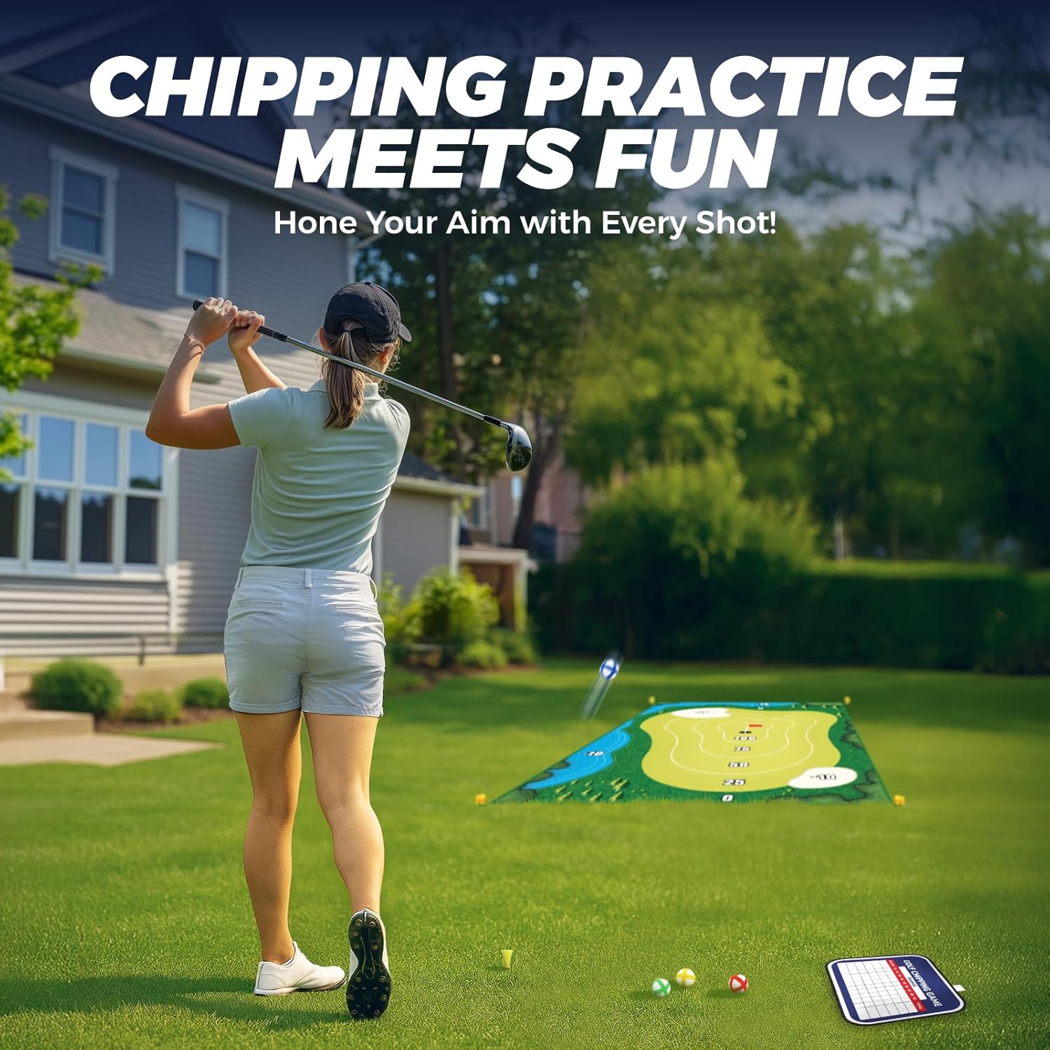 TOY Life Chipping Golf Practice Mats Golf Game Training Mat Indoor Outdoor Games for Adults Family Kids Outdoor Play Equipment Stick Chip Golf Set Backyard Game(Patented)