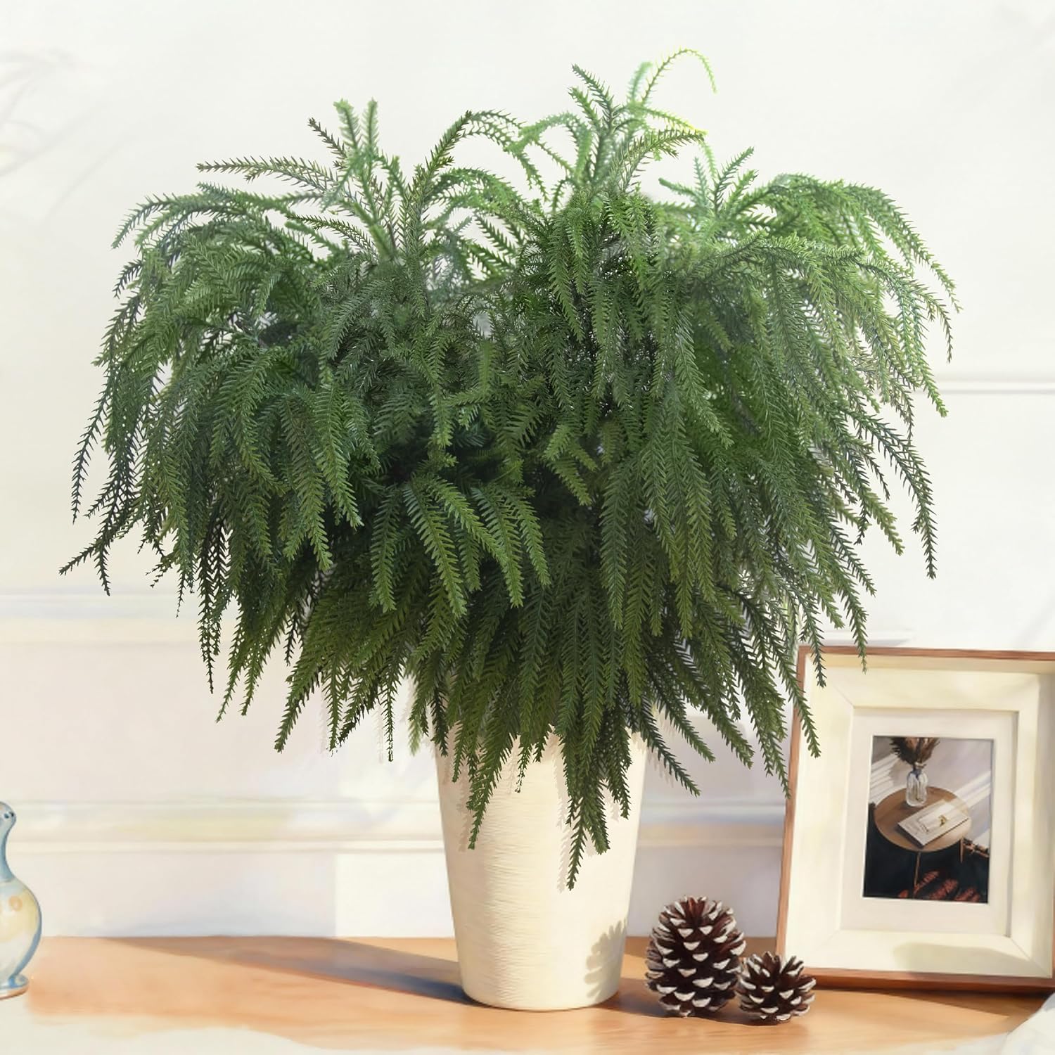 8 Pack 36 Inch Real Touch Christmas Norfolk Pine Branches – Artificial Greenery Stems for Xmas Greenery, Holiday Floral Arrangements, DIY Wreaths Garland and Home Decoration