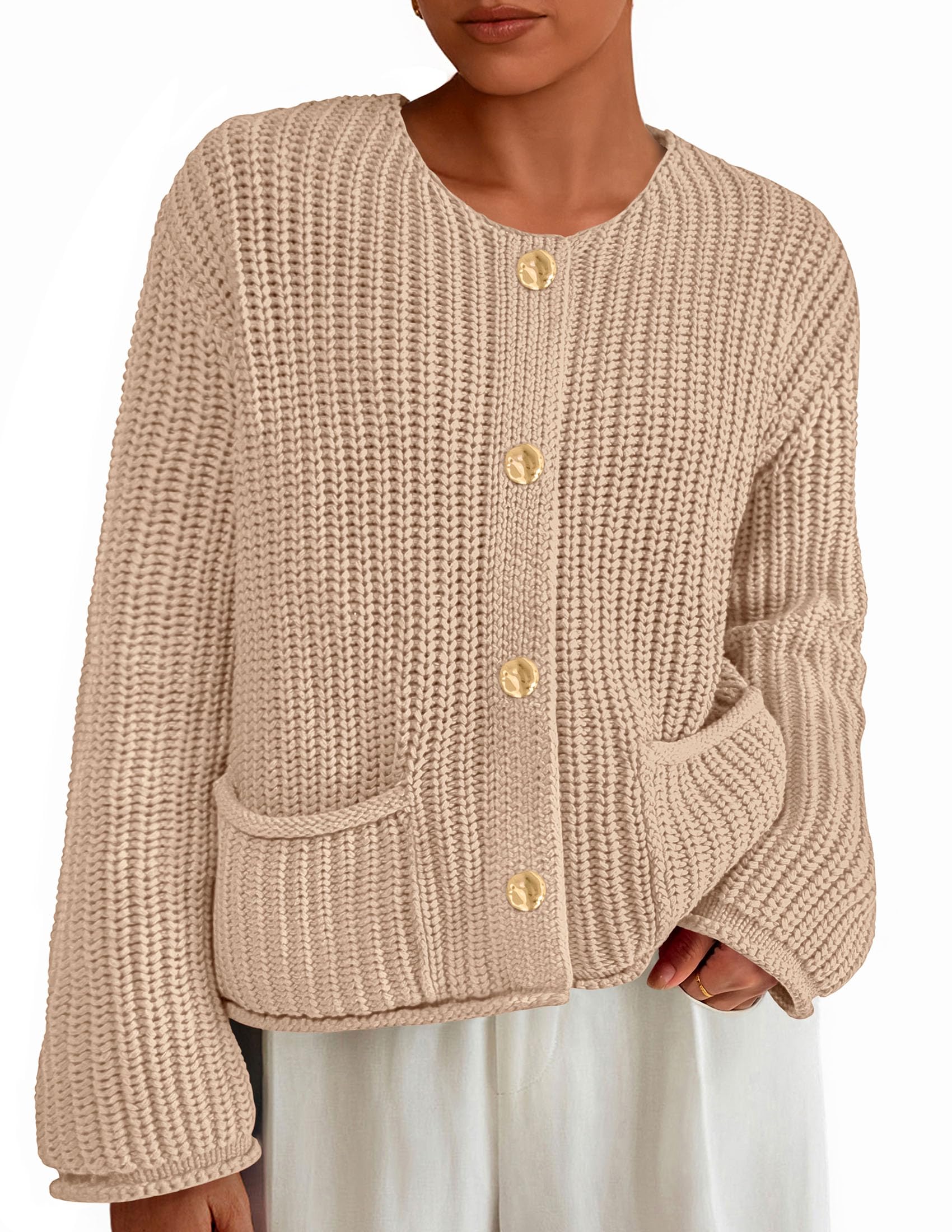 PRETTYGARDEN Cardigan Sweaters for Women 2025 Trendy Oversized Knit Chunky Button Cardigans Fall Winter Outfits with Pockets