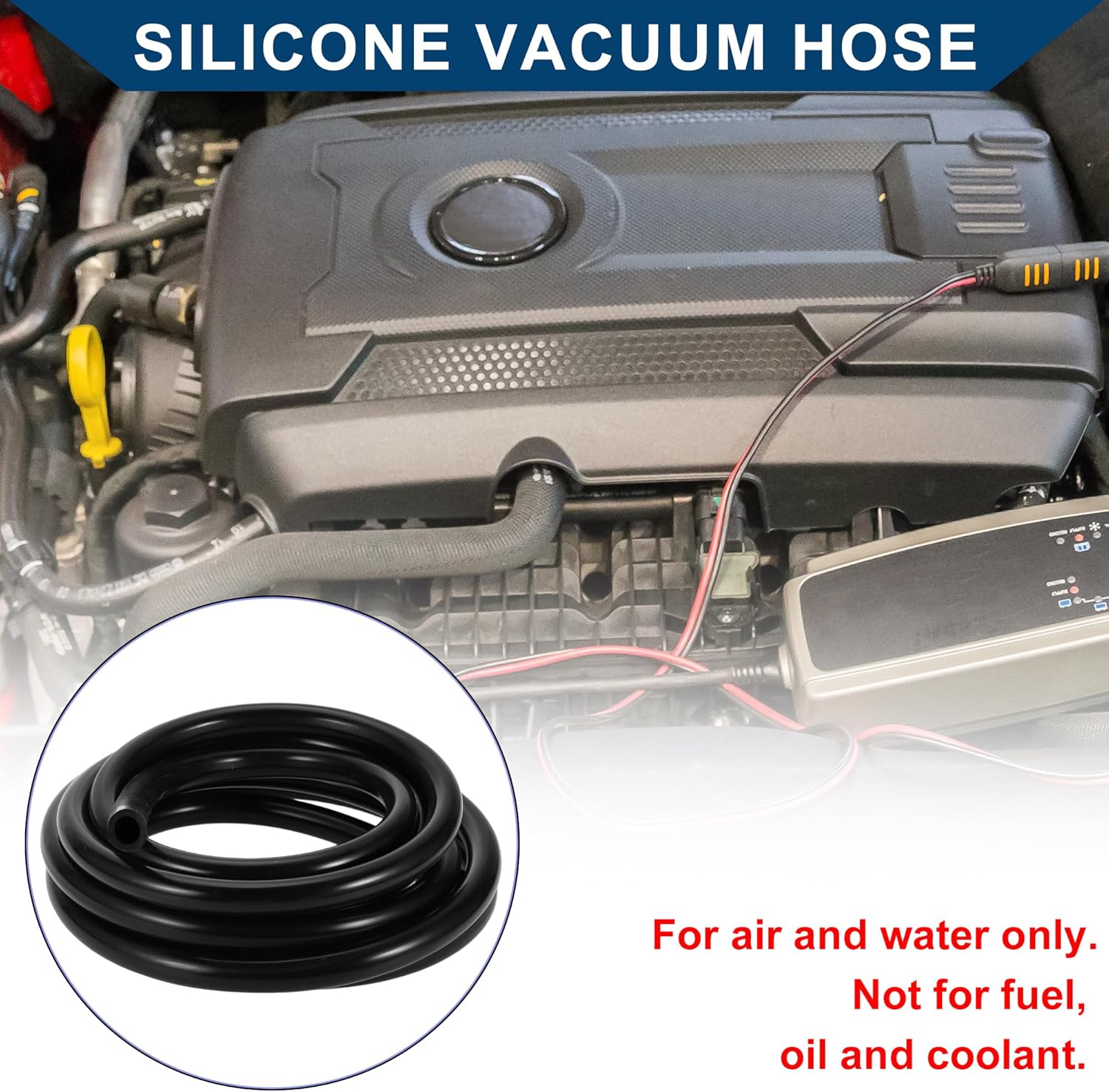 Silicone Vacuum Tubing Hose Automotive Vacuum Line for Toyota High Temperature 15ft 9/16" 14mm ID 3.5mm Thickness 1 Pc Black