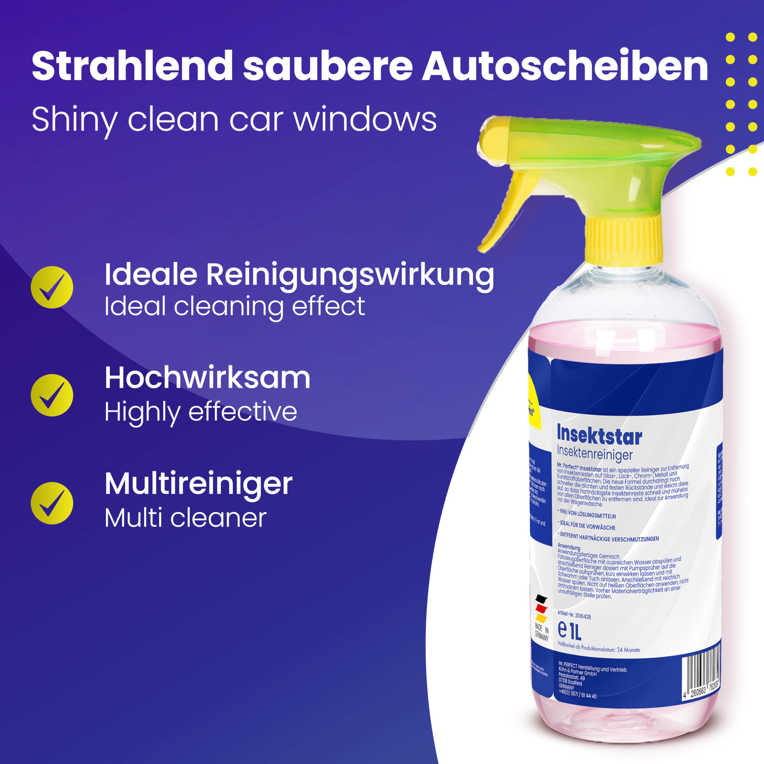 Mr. Perfect® Professioneller Insektenentferner Auto - 6x1L I Auto & Motorrad Insektenentferner - Geeignet für Lack, Glas, Kunststoff & Chrom I Lackschonender Insektenreiniger, Vorreiniger