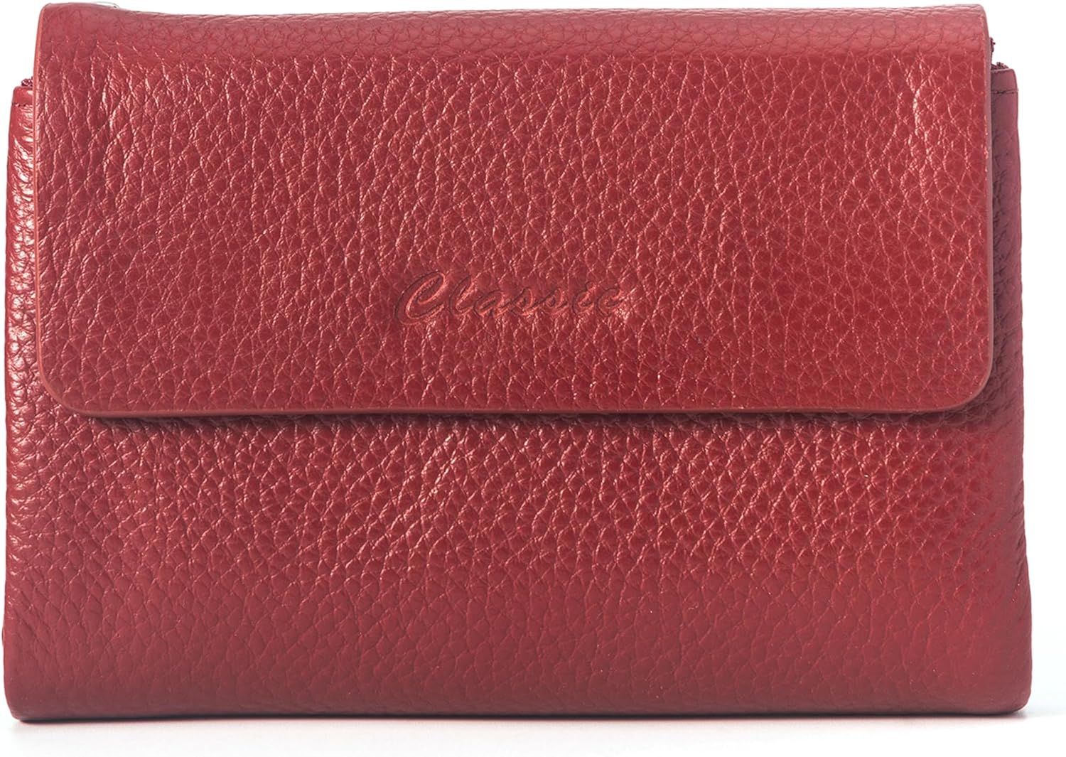 DAMAIKE Bifold Wallet for Women Genuine Leather, [Large Capacity] [Magnetic Closure] Female Ladies Wallet Card Holder with ID Window, Zipper Coin Pockets (Burgundy)