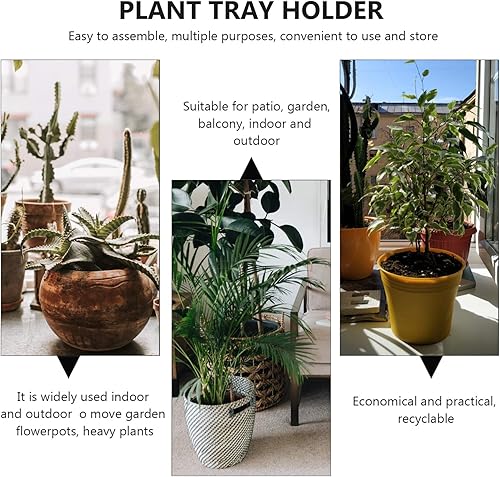 Miniatura 3 de Soporte de bandeja para plantas con ruedas de plástico grueso para macetas para una fácil movilidad, versátil para jardín, patio y balcón