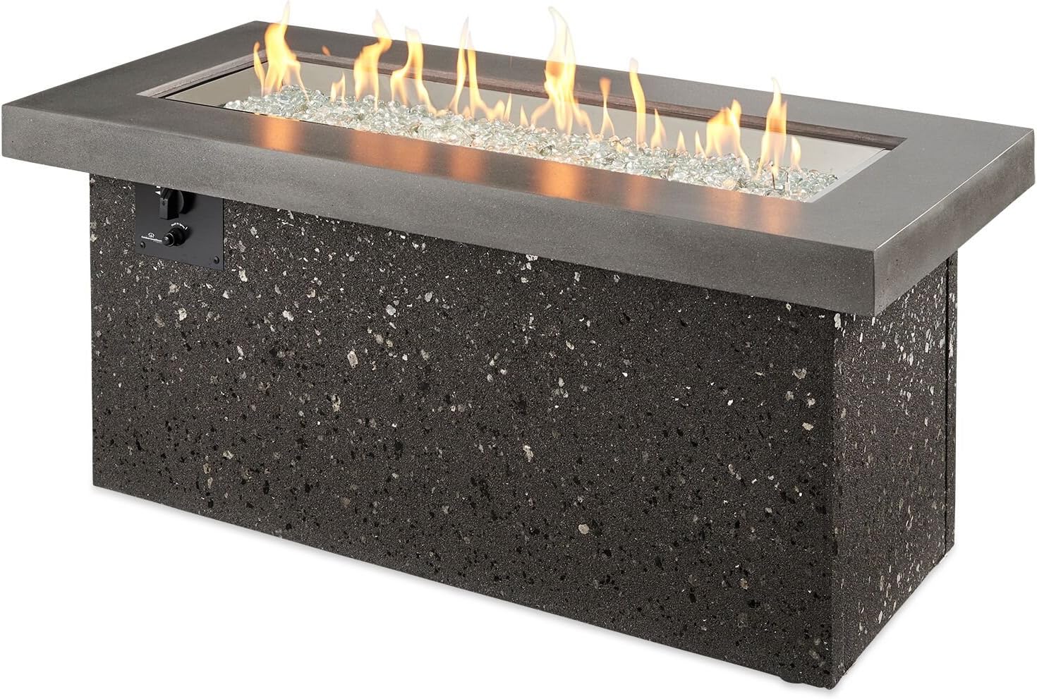 Grey Key Largo Linear Gas Fire Pit Table (KL-1242-MM) with Glass Wind Guard (1242)