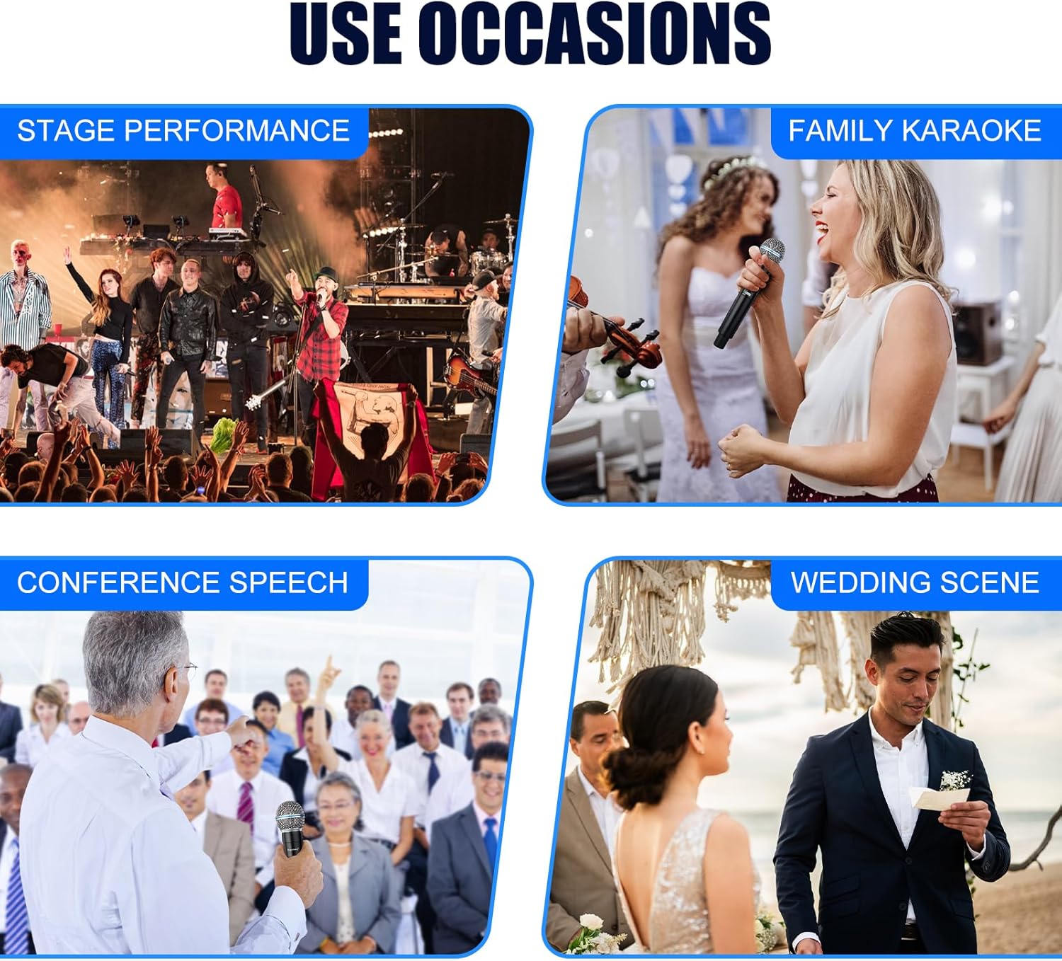 Depusheng Wireless Microphones System with 2 Channels Cordless Handheld Microfono Inalambrico, 200FT UHF Range, Mics with Stable Signal Transmission for Karaoke Singing Party Church Wedding PA Speaker - Image 9