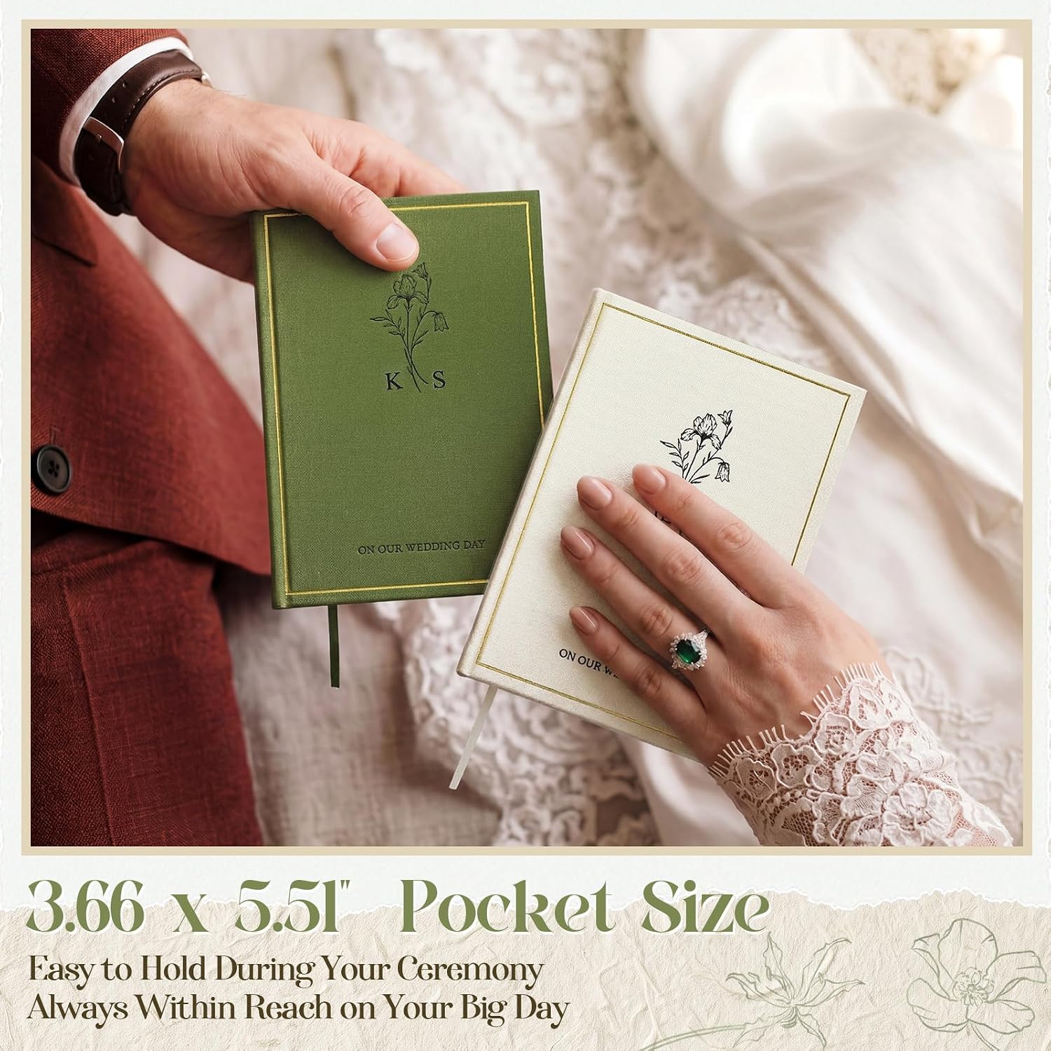 Engrowtic Set of 2 Personalized Vow Books, Vow Books with Initial Stickers